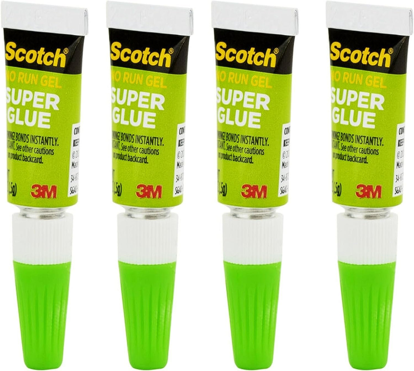 Scotch Super Glue Gel, 4-Pack of Single-Use Tubes, .017 oz each, Fast Drying, No Run Gel Formula (AD119)