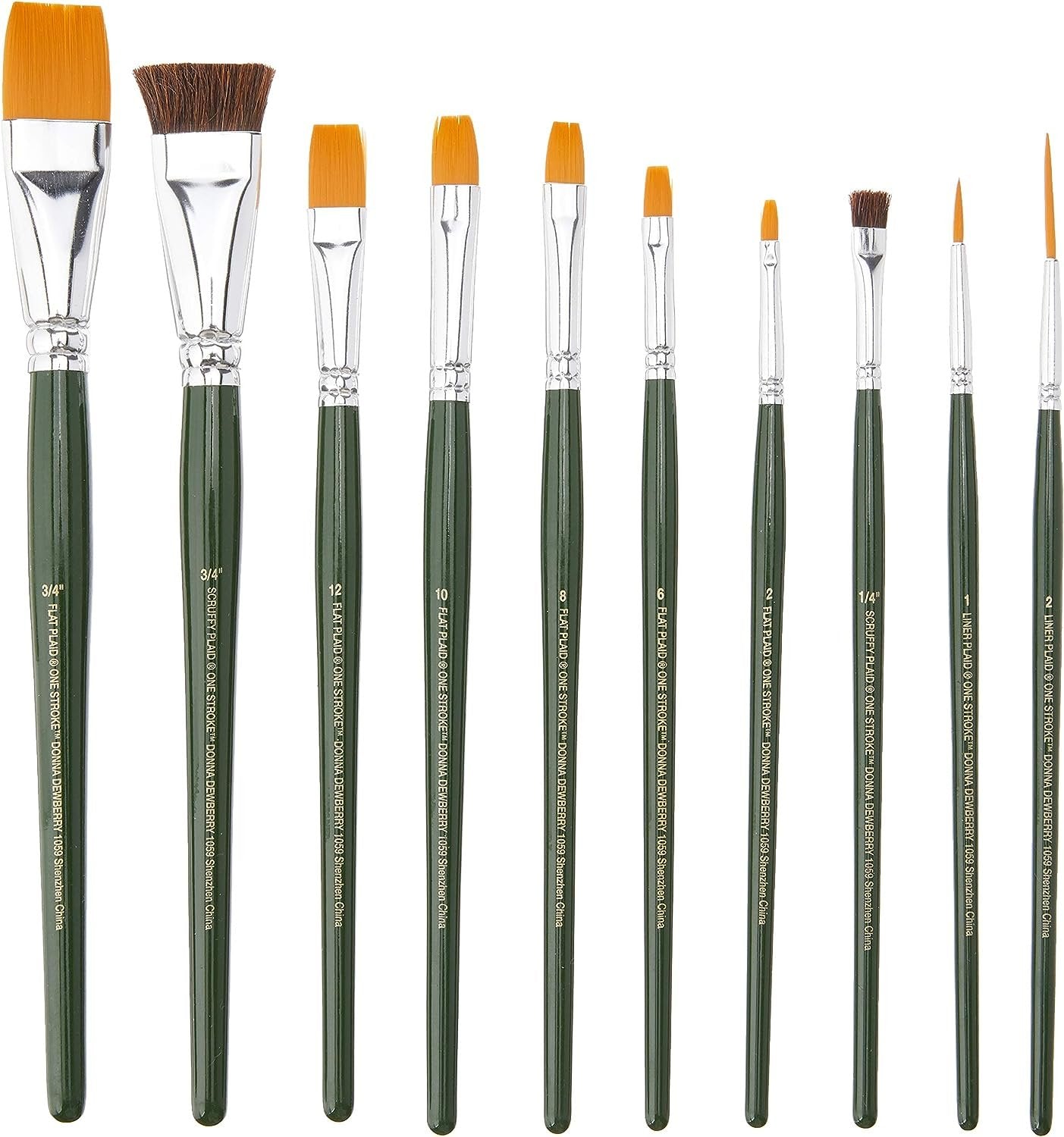 FolkArt One Stroke One Stroke Brush Set, 1059 (10-Pack),Small
