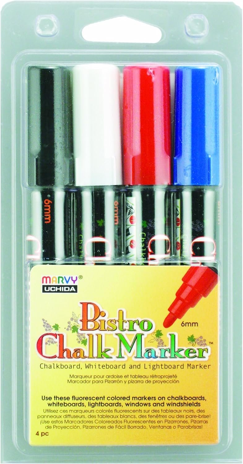 Marvy Uchida Bistro Water-based Chalk Markers (UCH4804C), Assorted