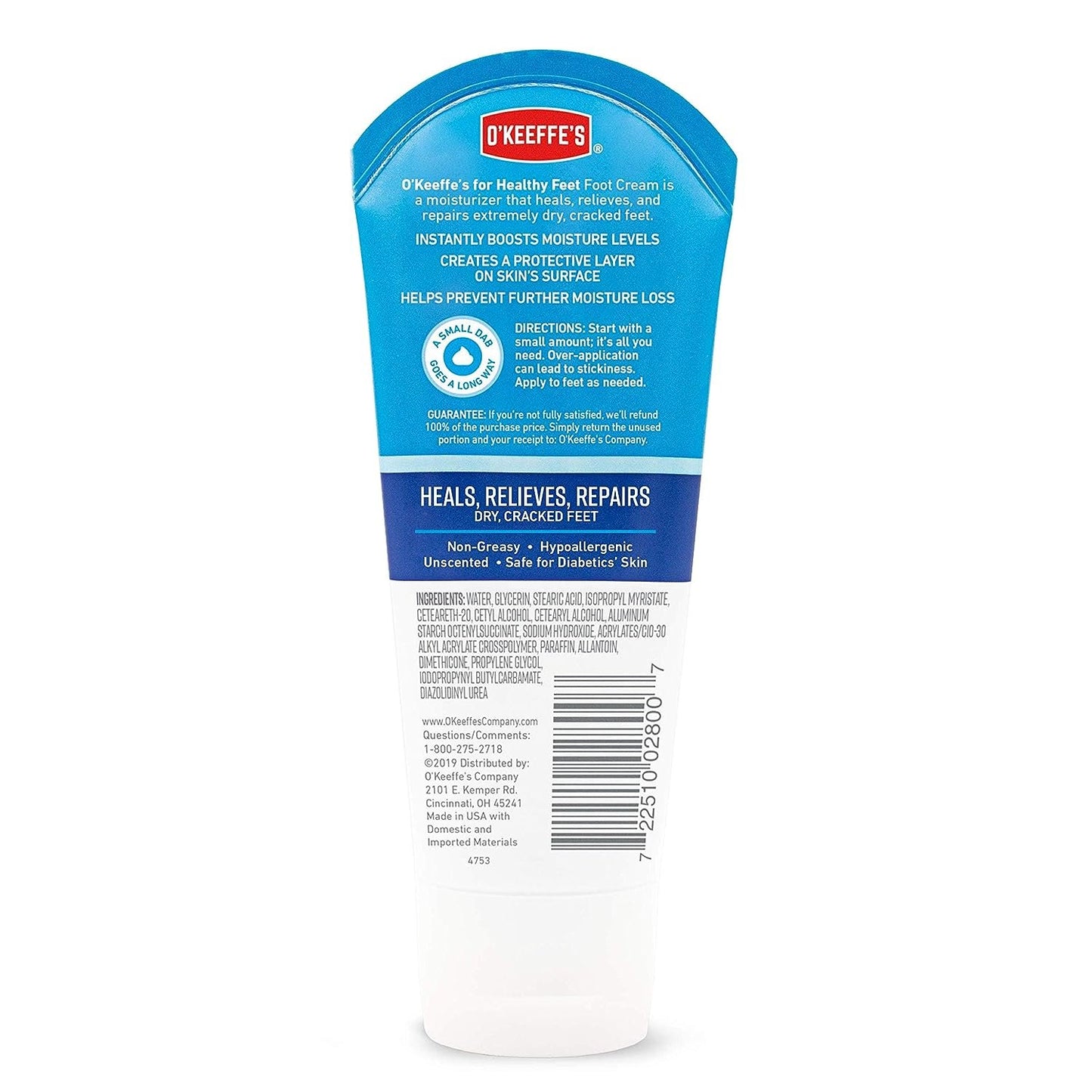 O'Keeffe's for Healthy Feet Foot Cream Guaranteed Relief Extremely Dry Cracked Clinically Proven to Instantly Boost Moisture Levels 3.0 Ounce Tube Pack of