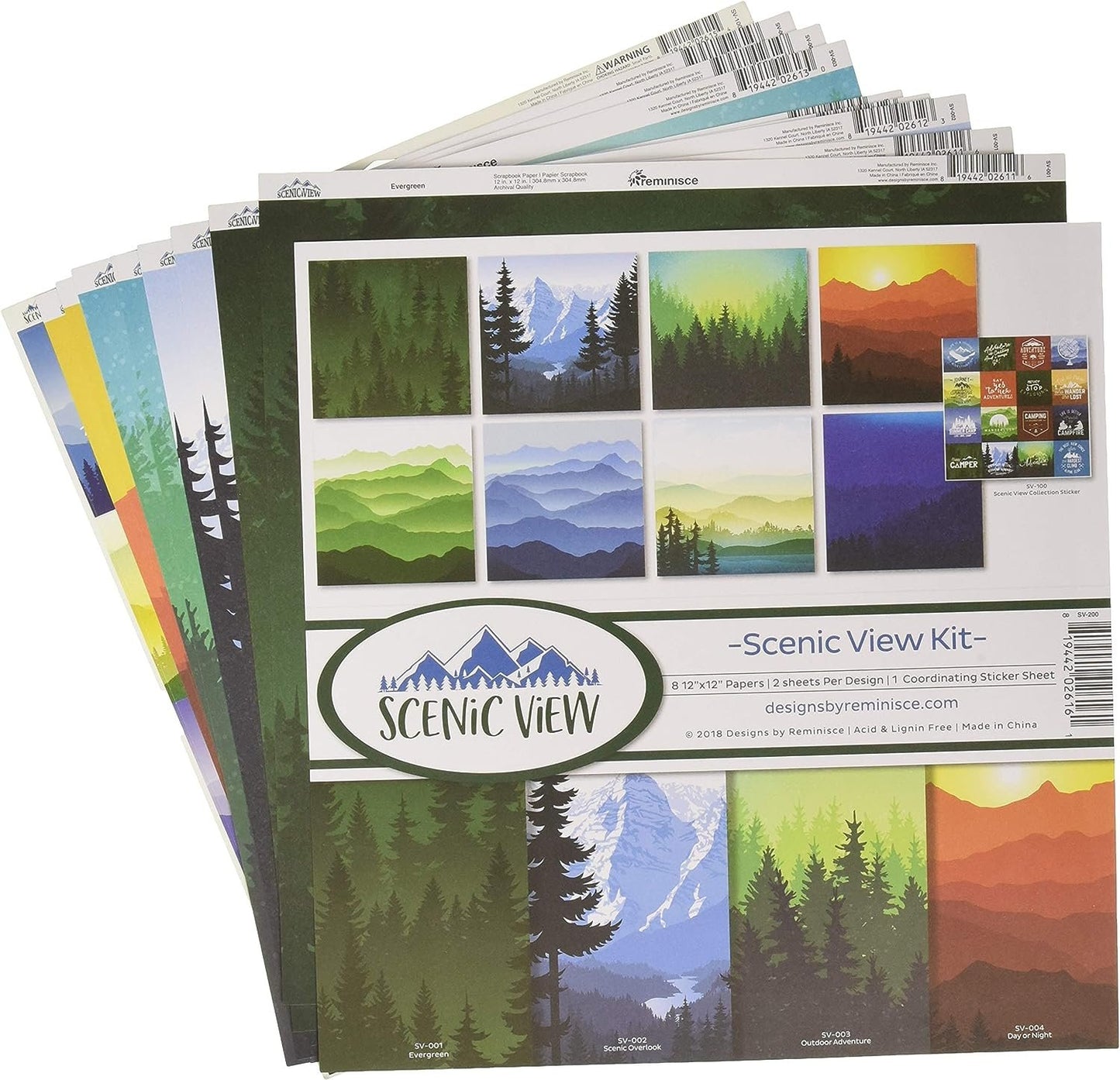 Reminisce Scenic View Scrapbnook Scrapbook Collection Kit, Multi Color Palette, 12x12 inches