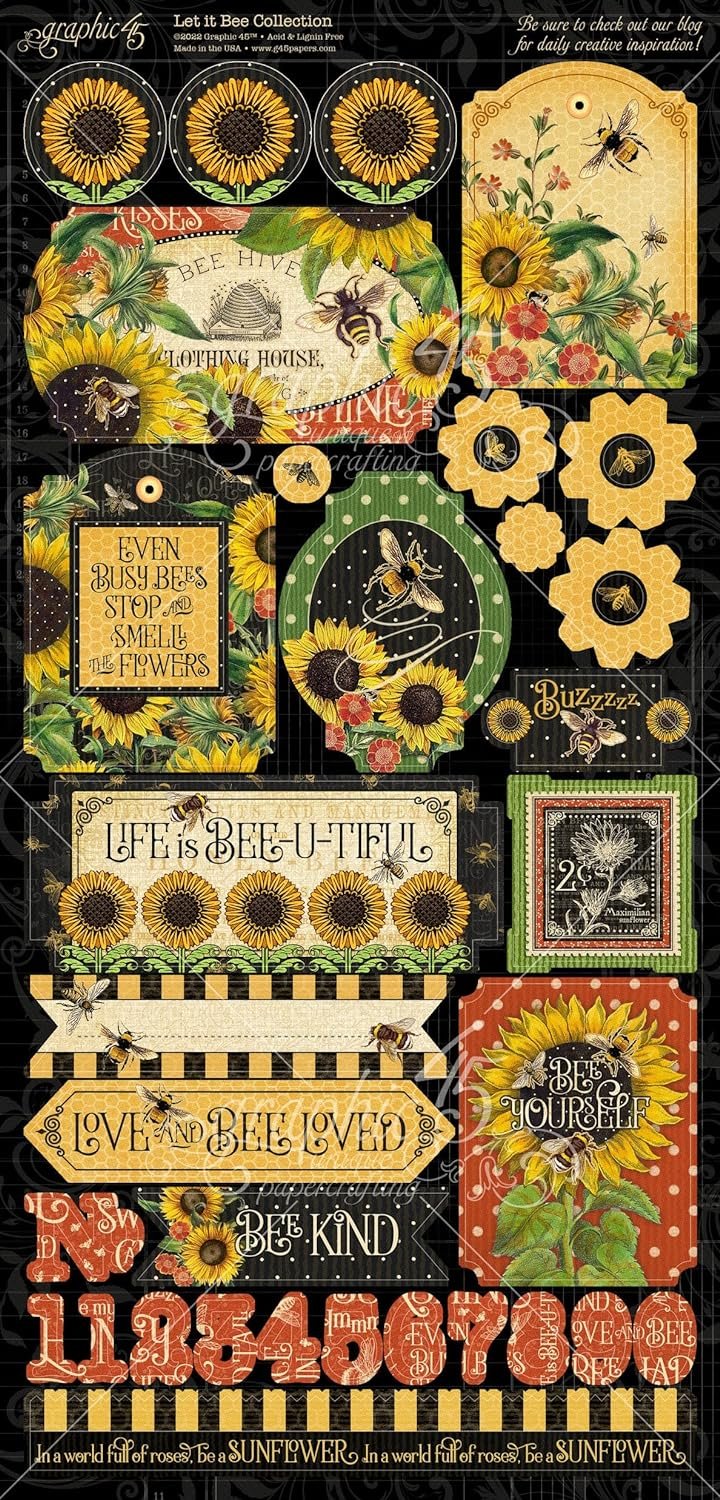 GRAPHIC 45 LET IT BEE Stickers 12X12, Bright