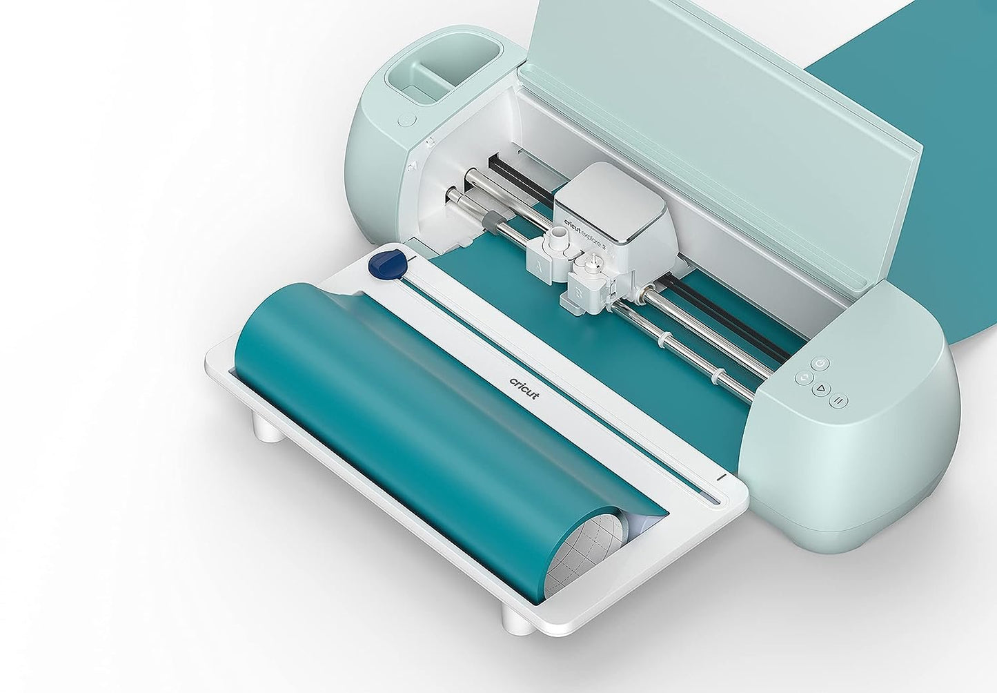 Cricut Roll Holder -With Built in Trimmer – Perfect for Clean Precise Cuts of Cricut Smart Vinyl and Heat Transfer Vinyl Iron On – Compatible with Cricut Maker 3 and Cricut Explore 3,White