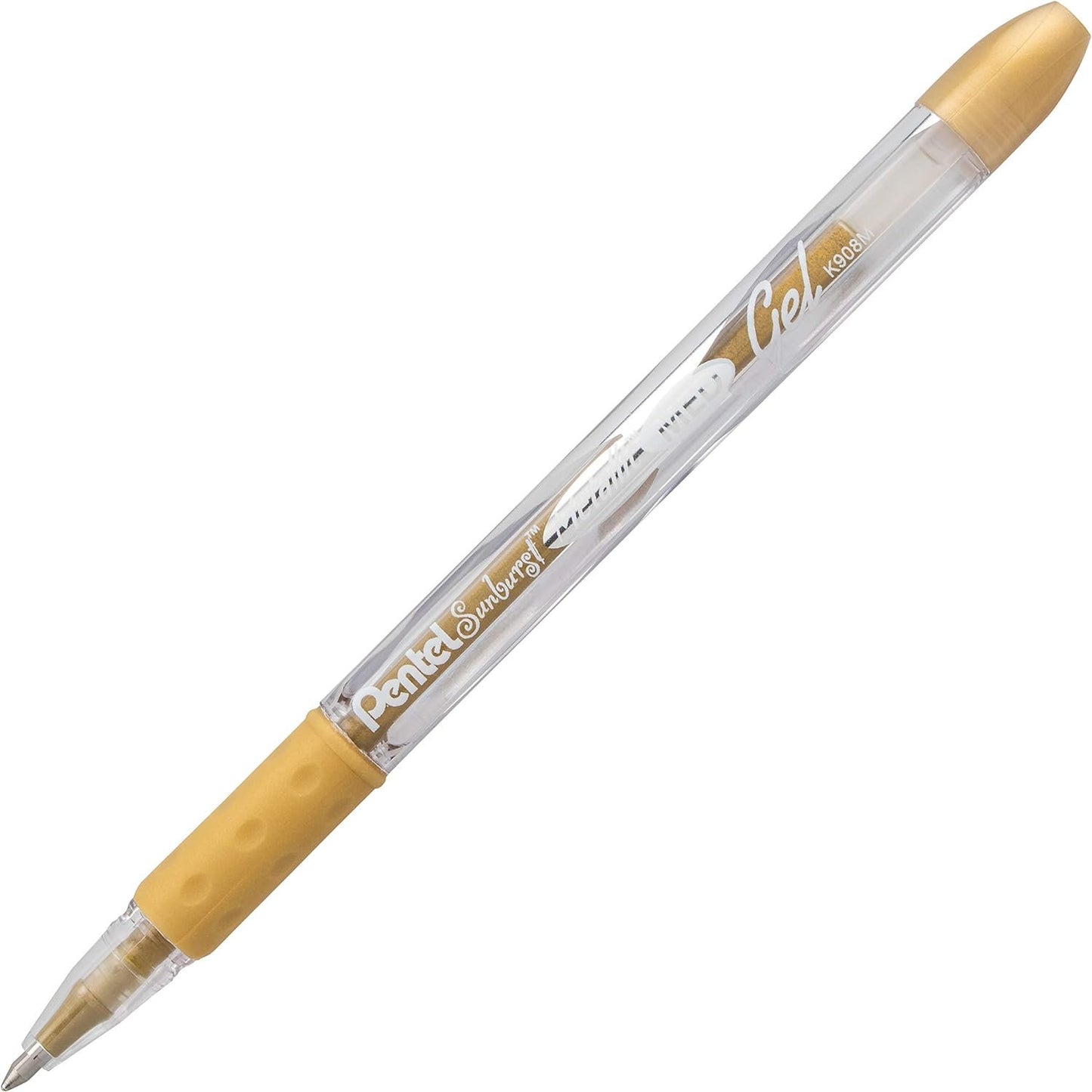 Pentel Arts Sunburst Metallic Gel Pen, Medium Line, Permanent, Gold and Silver Ink, 2 Pack (K908BPXZ)