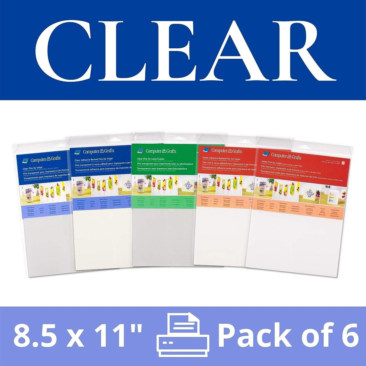 Grafix KCI811-6 Ink Jet Film, 8-1/2-Inch by 11-Inch, 6-Pack, Clear