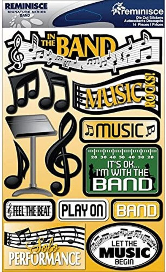 Reminisce Signature Dimensional Stickers Sheet, 4.5 by 6-Inch, Band