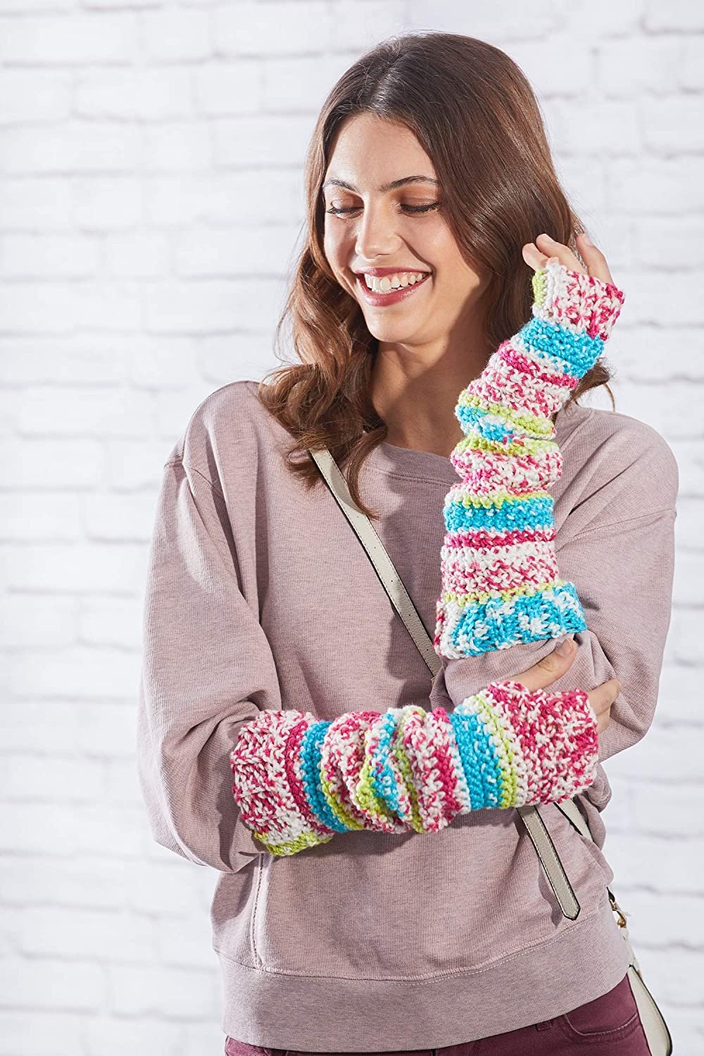 RED HEART Super Saver Yarn, Neon Stripes