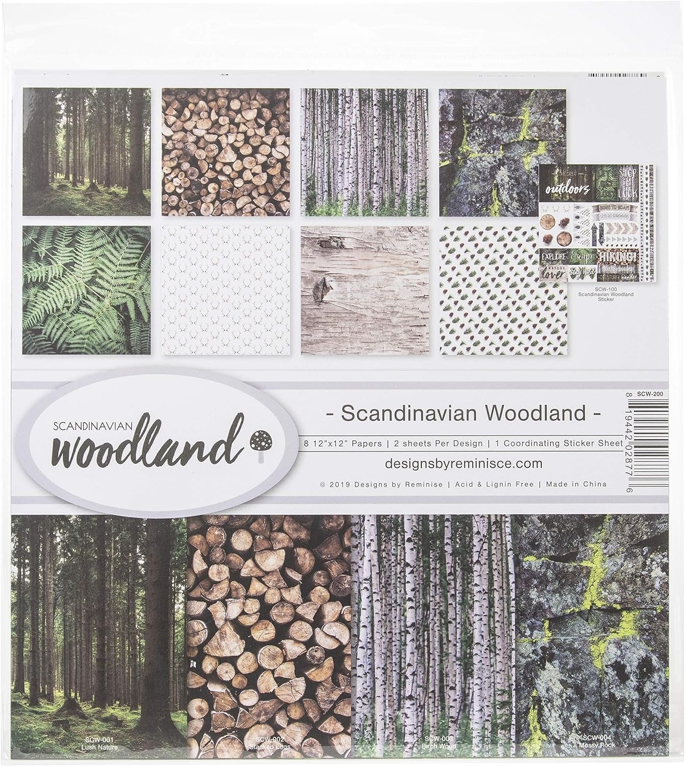 Reminisce (REMBC) Scandinavian Woodland Scrapbook Collection Kit, Multi Color Palette 12x12 inches