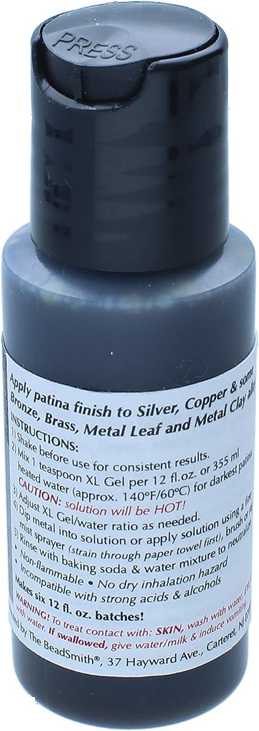 The Beadsmith XL Gel, Liver of Sulfur Extended Life Gel, 1 fluid ounce (29ml) bottle, Apply a patina finish to silver, copper, and other metal for oxidized look on art and jewelry projects