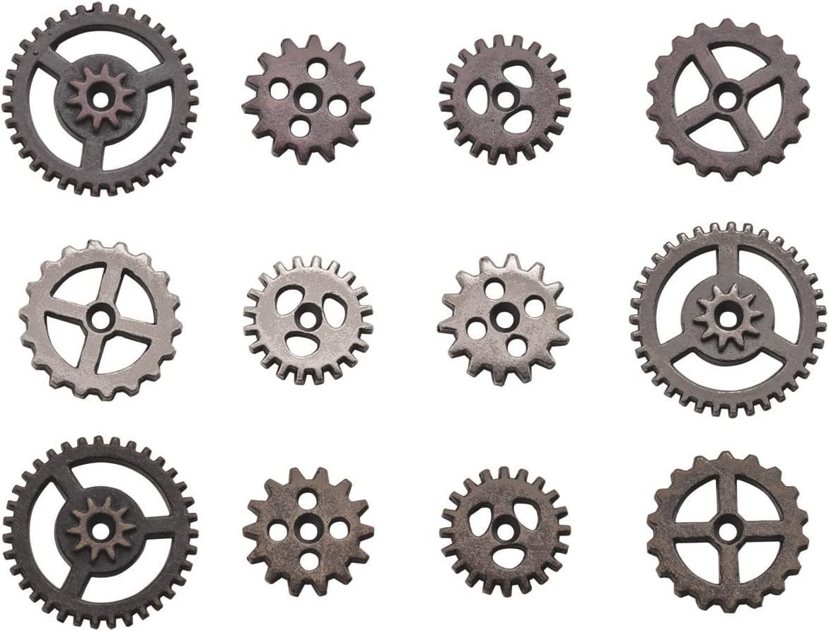 Tim Holtz Idea-ology Metal Mini Gears, 12 per Pack, Various Sizes, Antique Finishes, TH93012