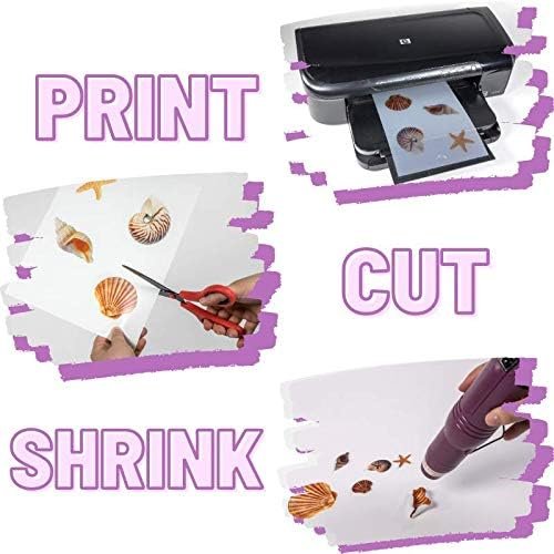 Grafix Ink-Jet Printable Shrink Film – White, 8.5 x 11”, Pack of 50 – Printable Shrink Sheets, Design Your Art, Print, and Shrink It to Create Jewelry, Embellishments, Paper Crafts, Ornaments and More