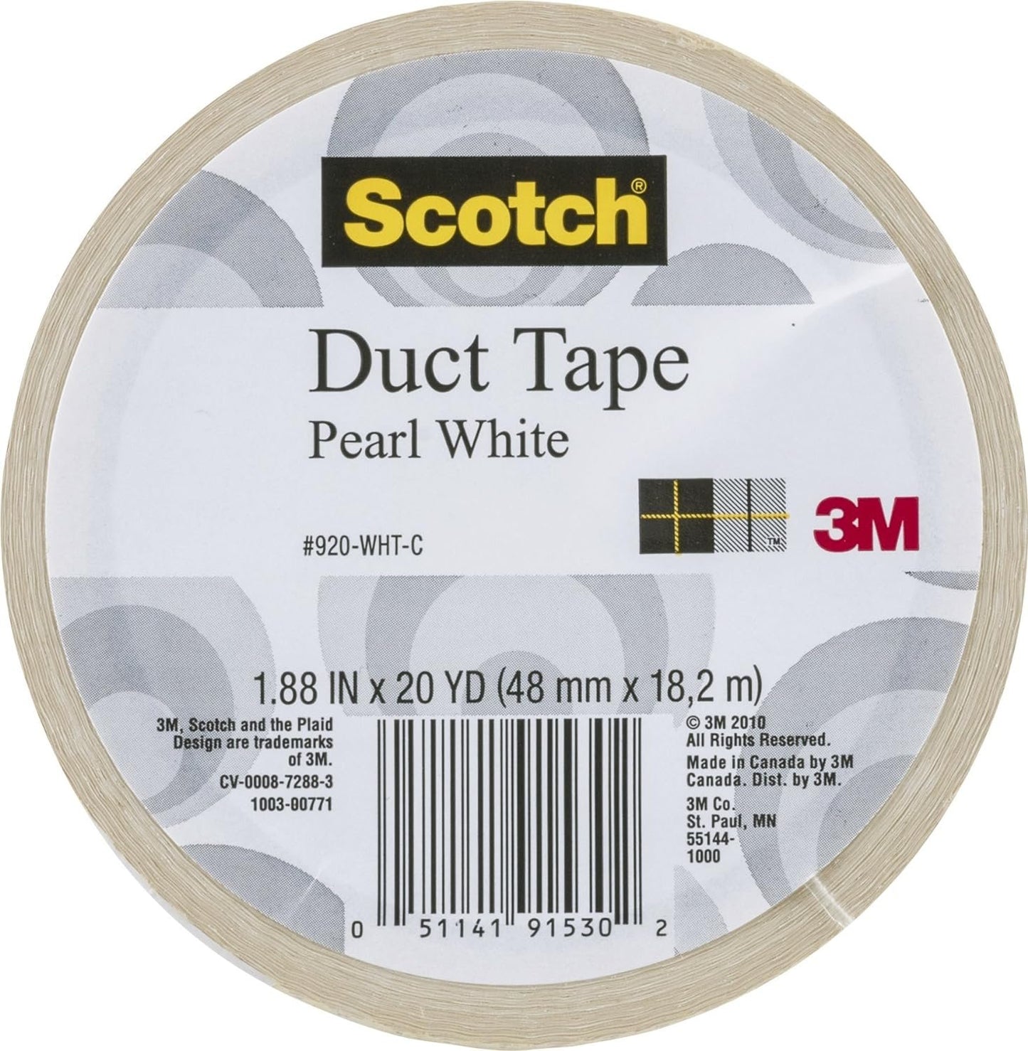 3M 920-WHT-C 20 Yards Pearl White Duct Tape3