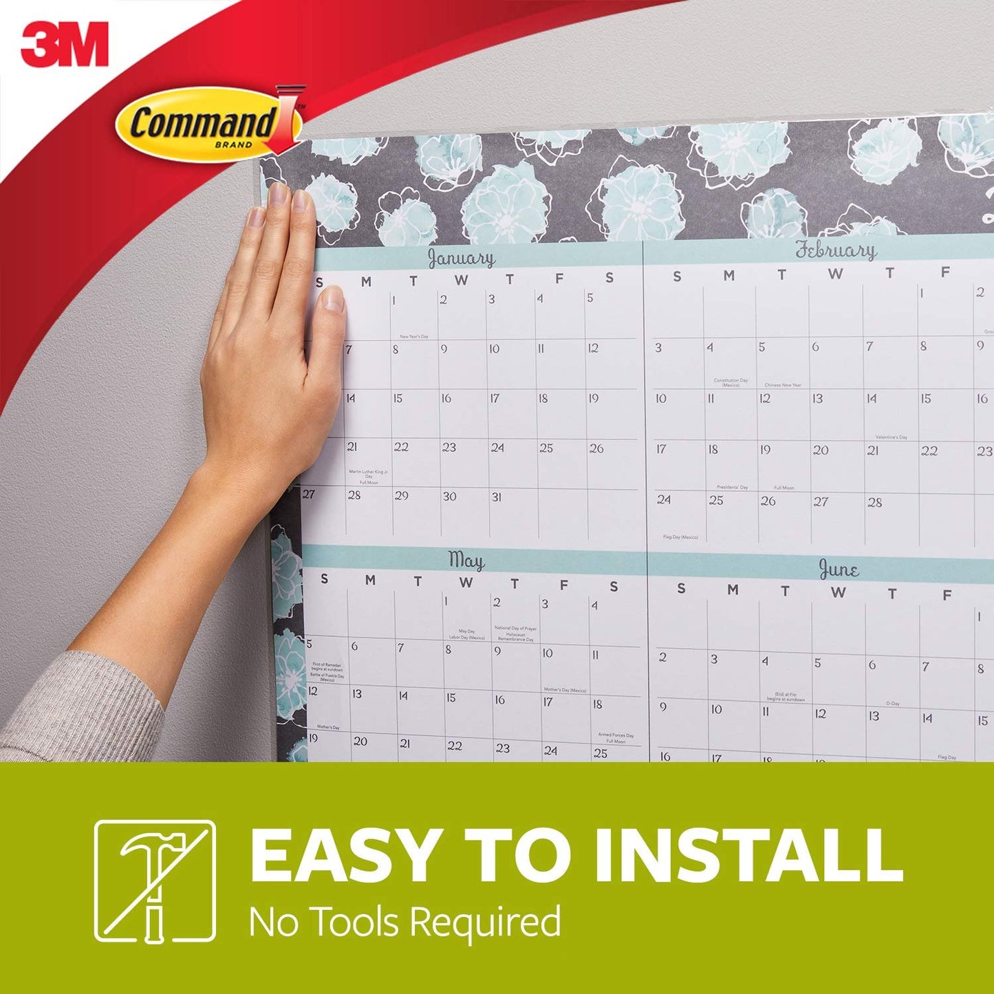 Command Poster Hanging Strips, 12 Strips, White, 17024