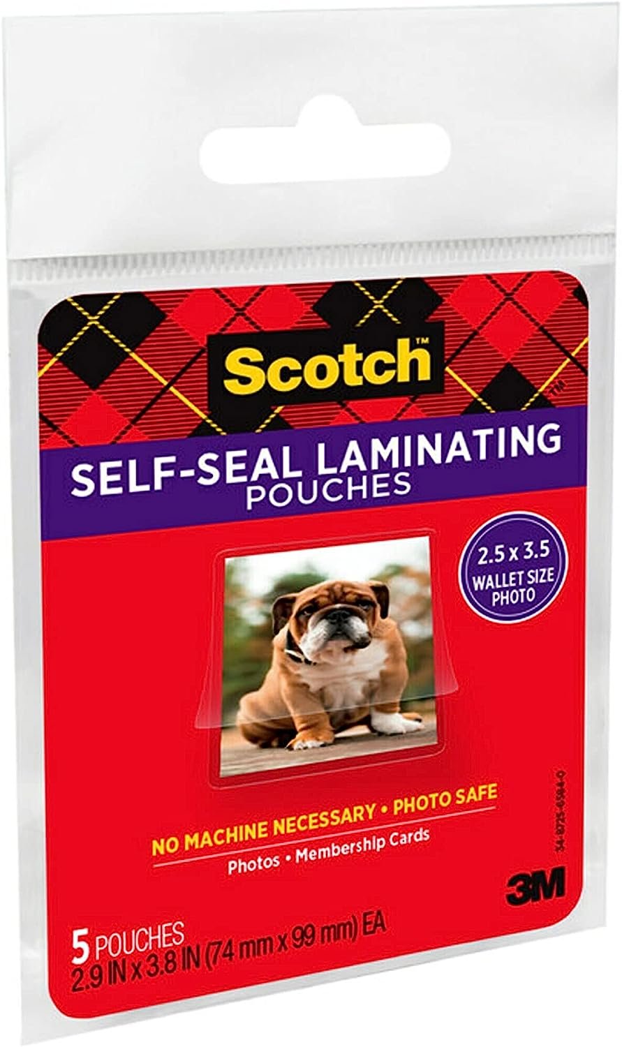 Scotch(R) Self-Sealing Laminating Pouches , Gloss Finish, 2 1/2 Inches x 3 1/2 Inches (PL903G)