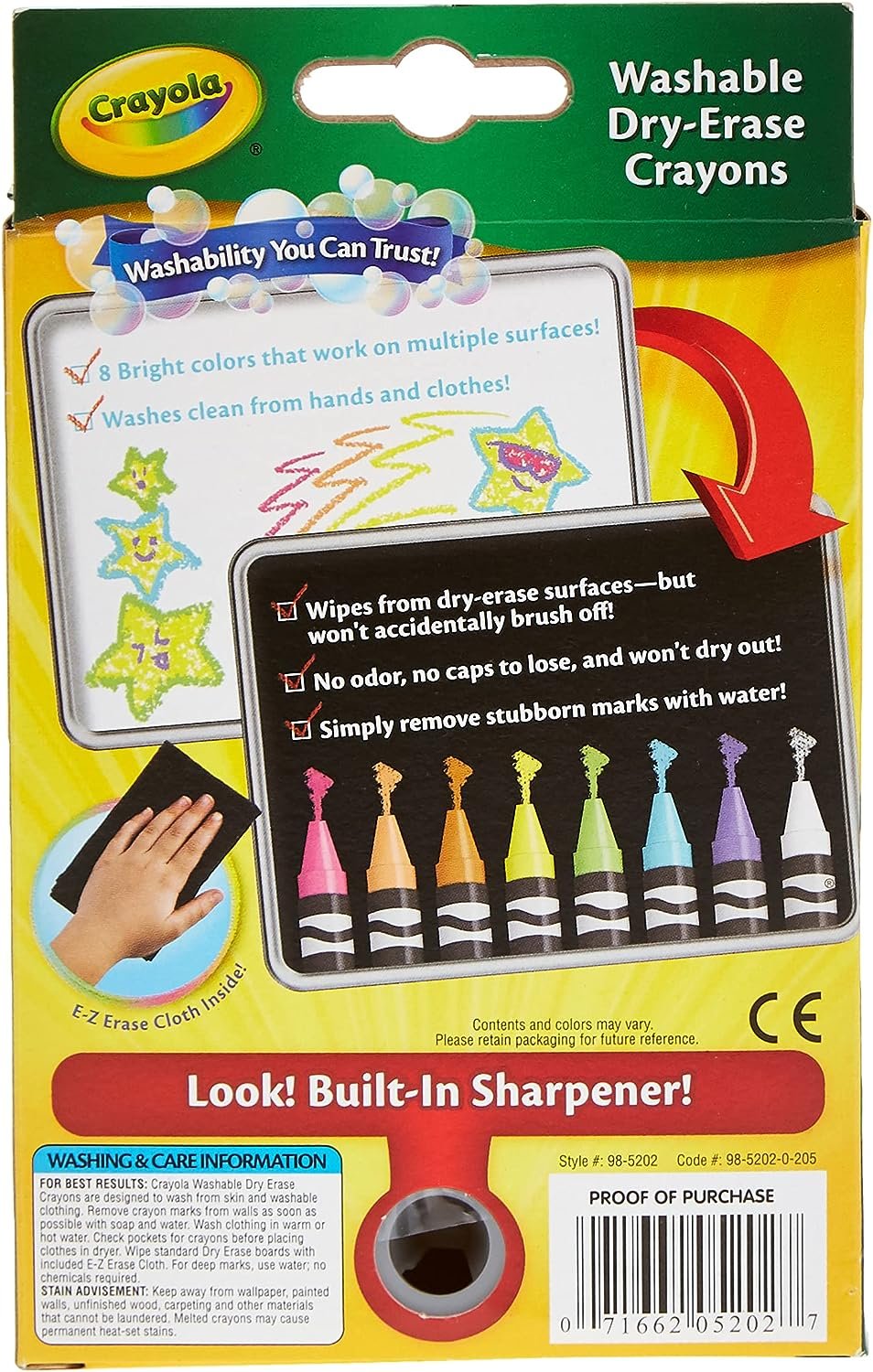 Crayola Dry-Erase Bright Crayons, 8 count