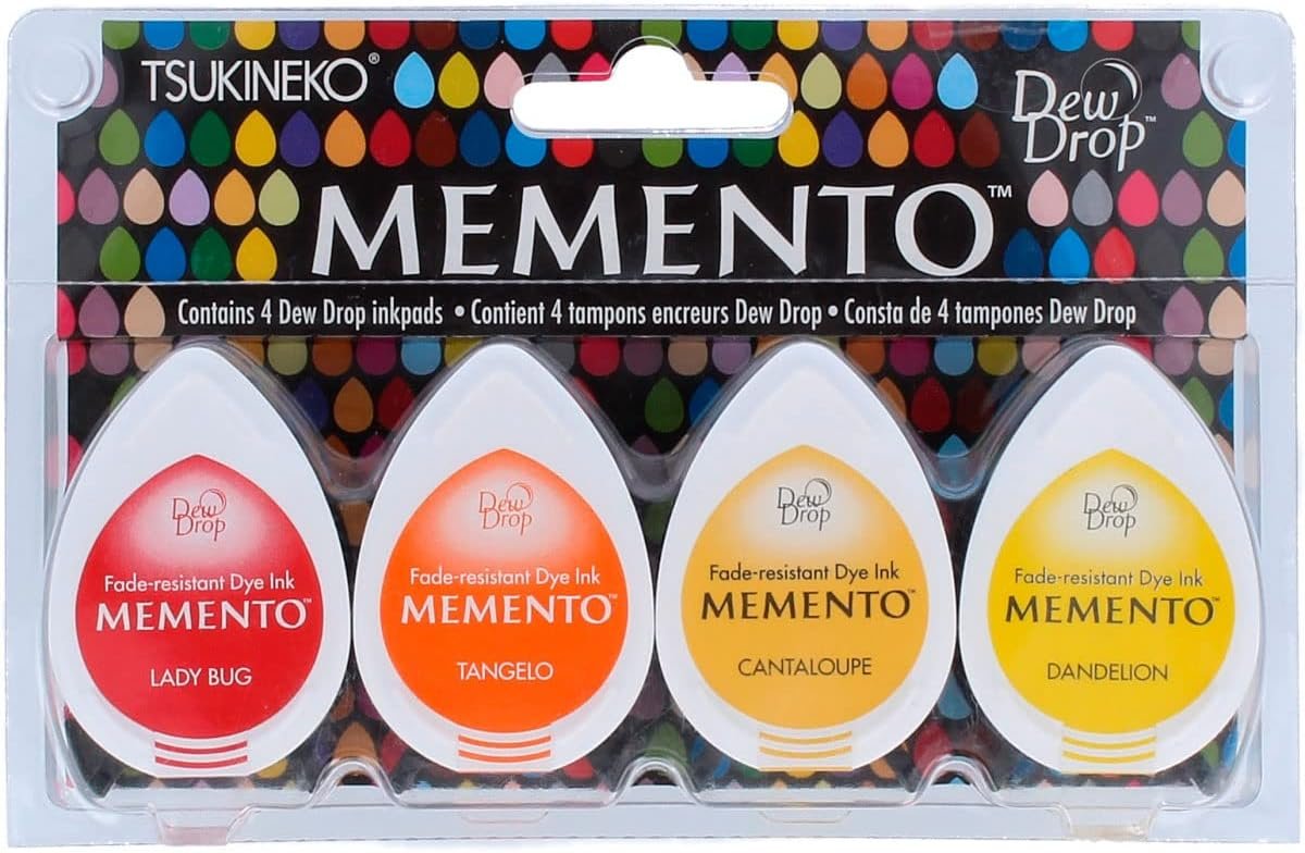 Tsukineko 4-Pack Assortment Memento Dew Drops Fade-Resistant Ink