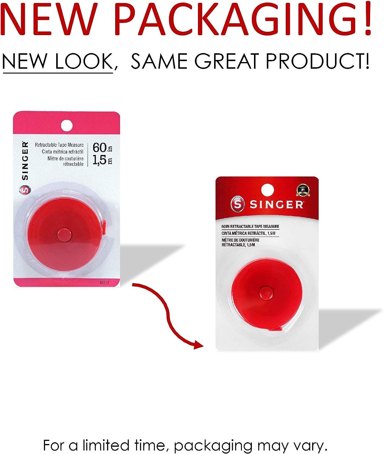 SINGER 00212 Retractable Tape Measure, 60-Inch