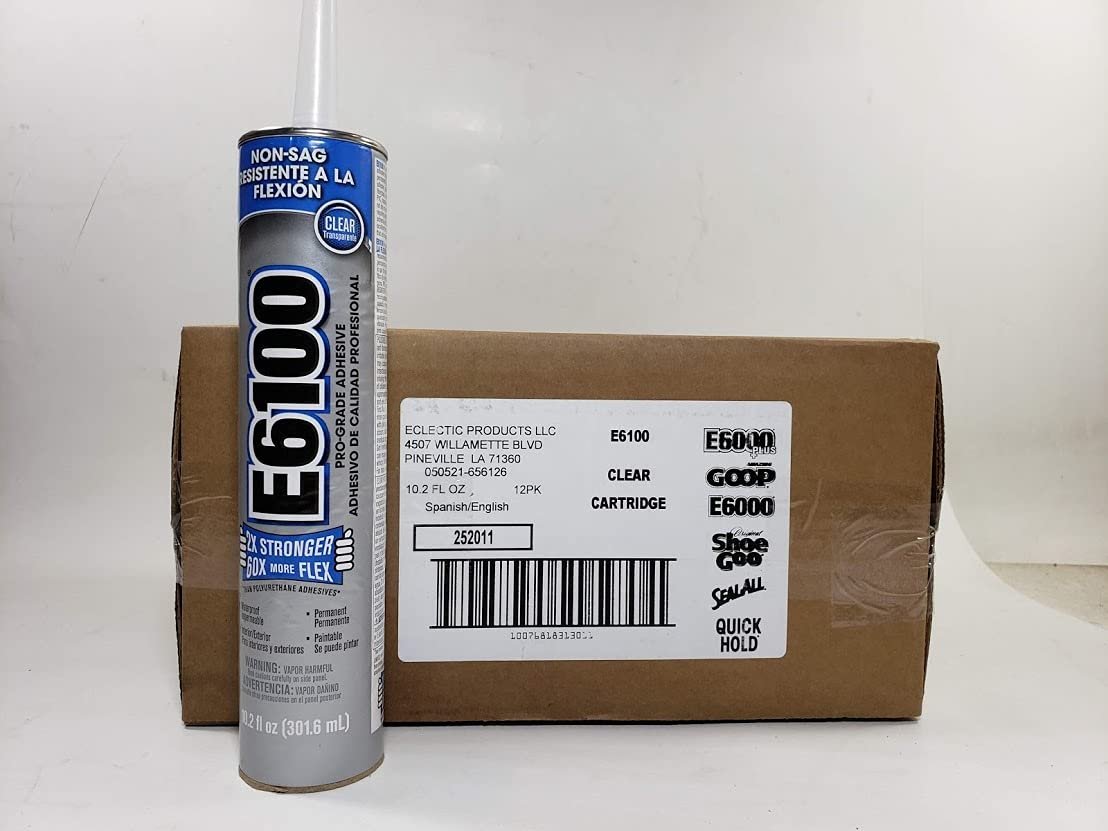 Eclectic Products 252011 12 Pack 10.2 oz. E6100 Industrial Strength Adhesive Non-Sag, Clear