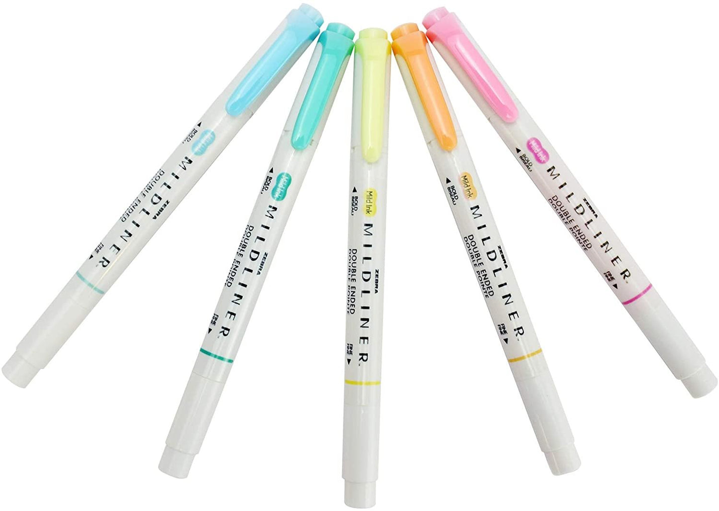 Zebra Pen Mildliner Double Ended Highlighter Set Broad and Fine Point Tips, 5 Pack