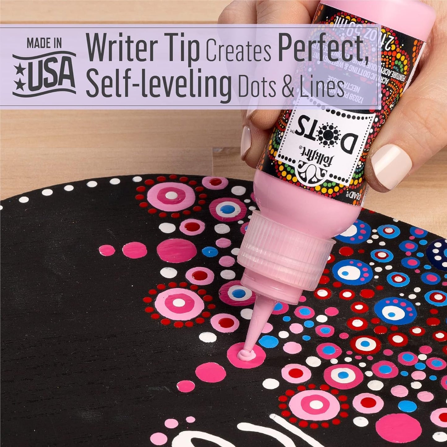 FolkArt, Whisper White Acrylic 2 fl oz Vibrant Multi-Surface Dot Paint Perfect for Easy to Apply DIY Arts and Crafts, 12037