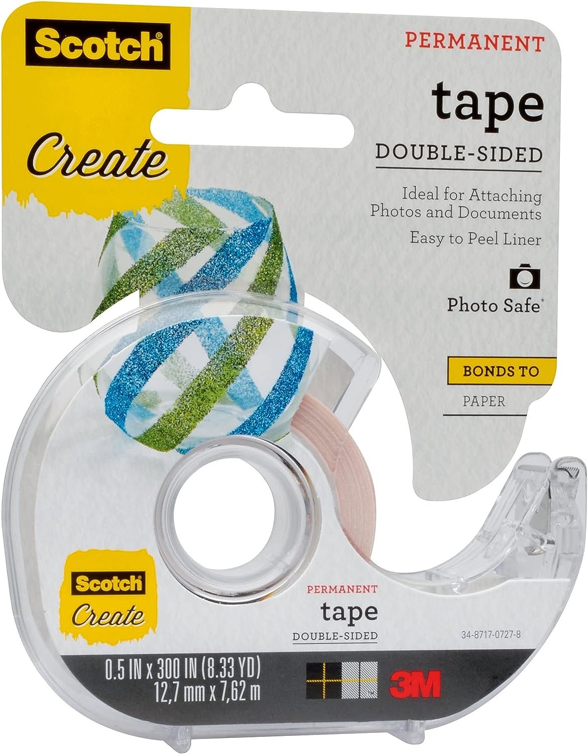 Scotch Tape Double Sided, 1/2 in x 300 in