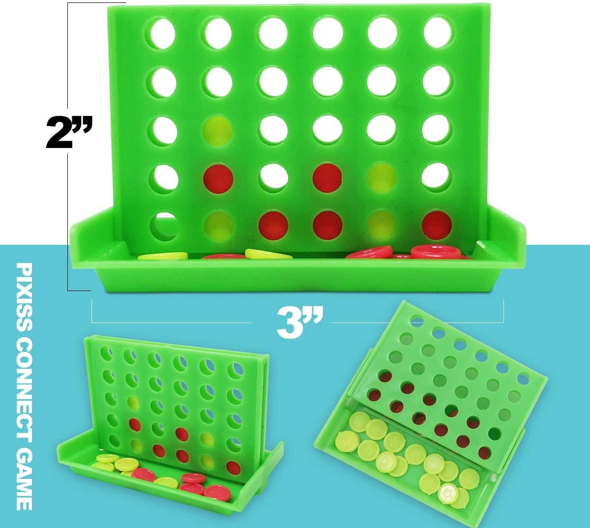 Pixiss Travel Size Miniature 4 in a Row Connect Board Game (12 Pack), Worlds Small 4 Row Connect Game for Gift Bags, Party Favors, Stocking Stuffers