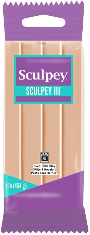 Sculpey III® Polymer Oven-Bake Clay, Beige, Non Toxic, 1 lb. bar, great for modeling, sculpting, holiday, DIY, mixed media and school projects. Perfect for kids and beginners!