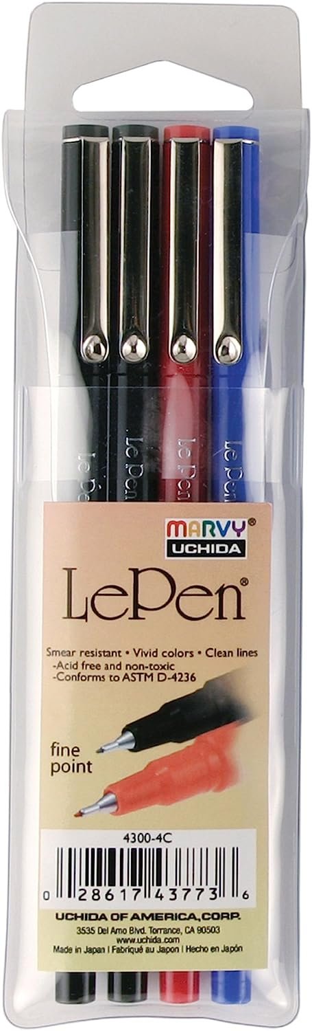 Le Pen .03mm Point Set 4/Pkg-Basic