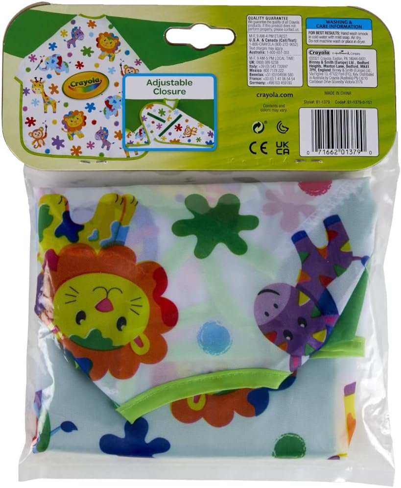 Crayola Art Smock for Toddlers, Small Waterproof Bib, Best Fit for Age 1 (12 Months), 1 x 7-1/5 x 8-1/10 In