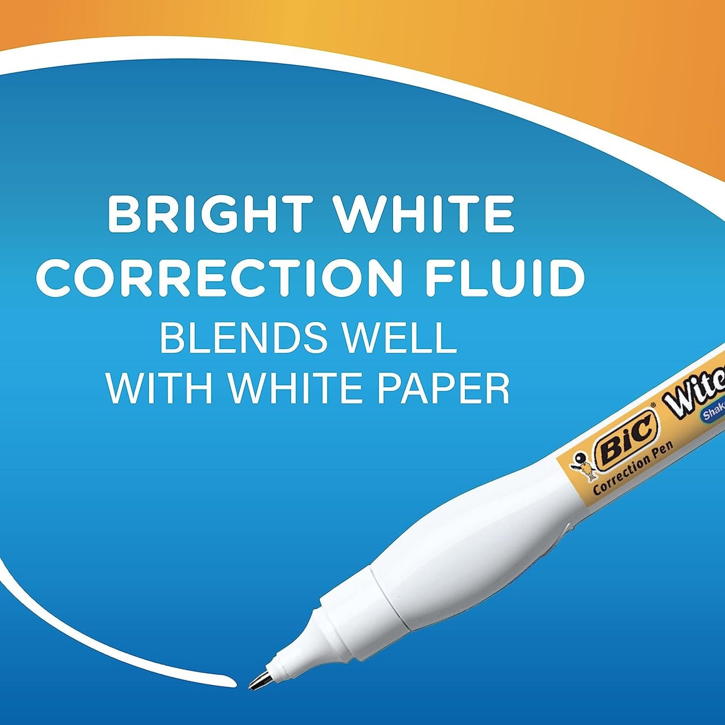BIC Wite-Out Brand Shake 'n Squeeze Correction Pen, 8 ML Correction Fluid, 4-Count Pack of white Correction Pens, Fast, Clean and Easy to Use Office or School Supplies