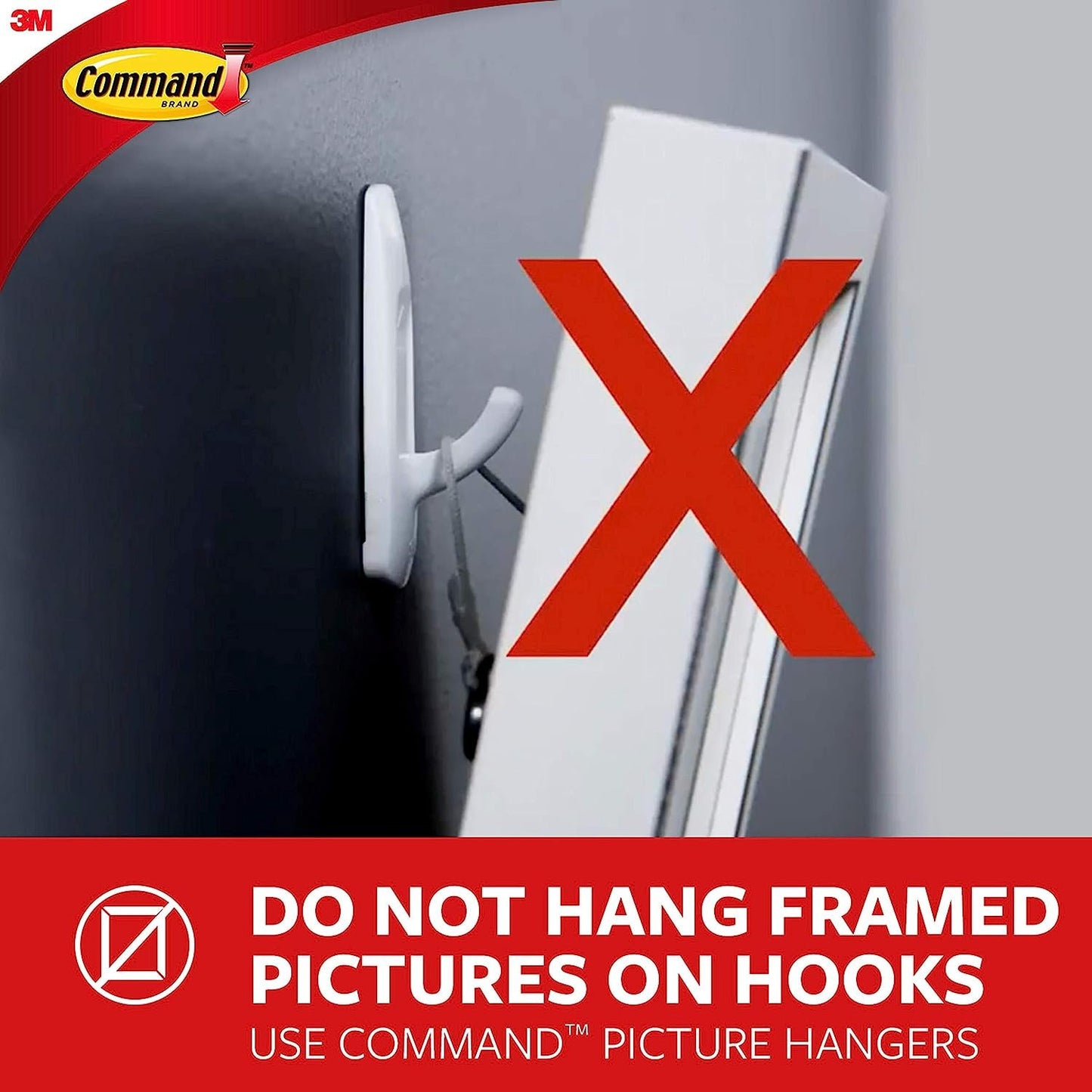 Command Medium Wire Hooks, White, Indoor Use, 3-Hooks, 4-Strips, Organize Damage-Free