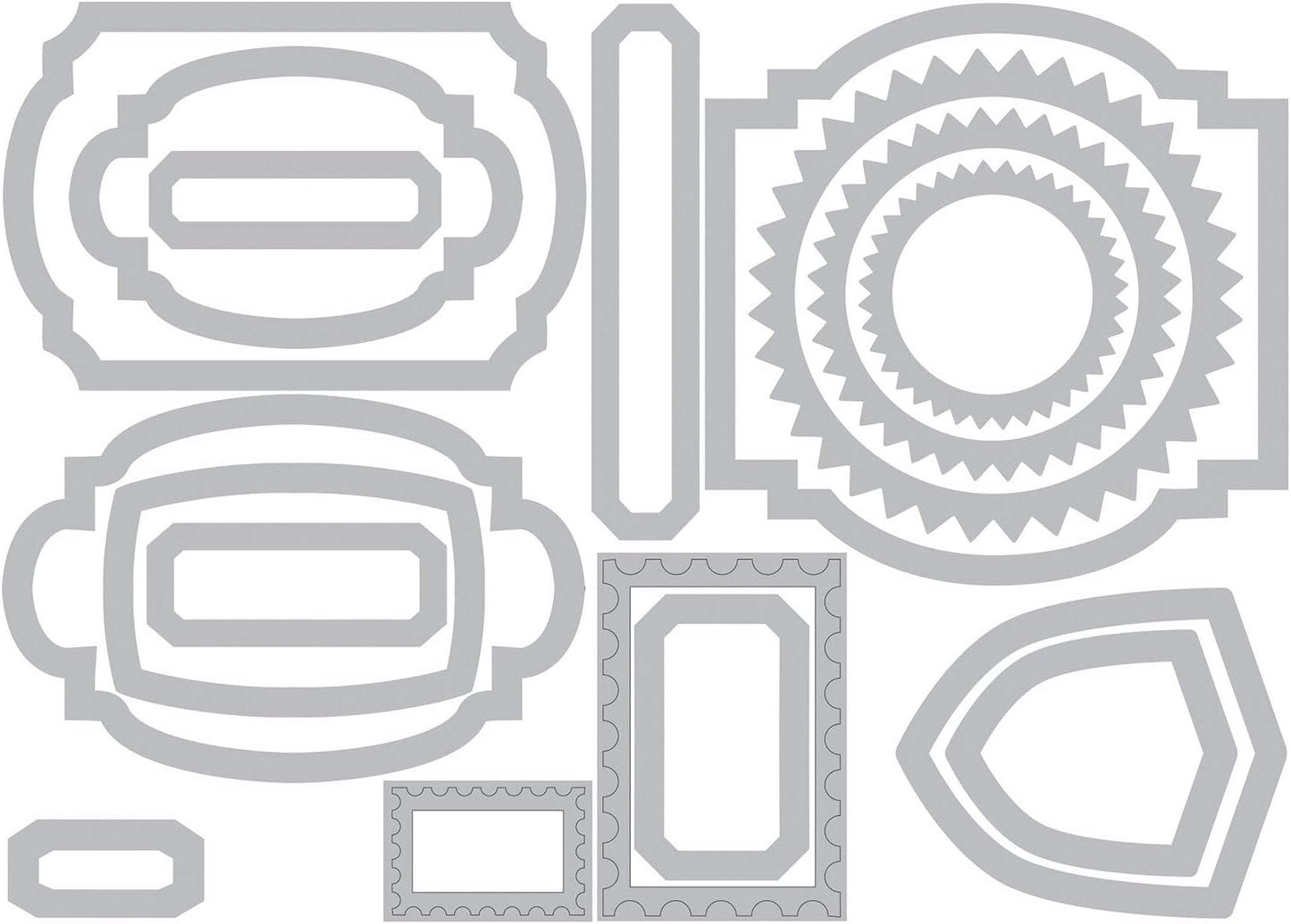 Sizzix, Multi Thinlits Die Set , Labels by Tim Holtz, 17 Pack, Color, One Size