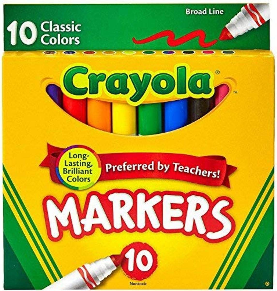 Crayola Broad Line Markers, Classic Colors 10 Each (Pack of 6)