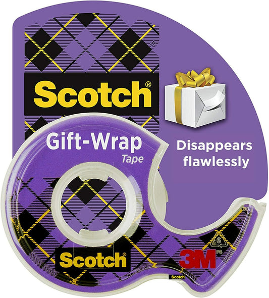 Scotch Gift Wrap Tape, 1 Roll, The Go-To Tape for the Holidays, The go-to tape for the holidays, Gives gifts a smooth, finished look, Gives gifts a smooth, finished look,3/4 x 650 Inches, Dispensered (15)