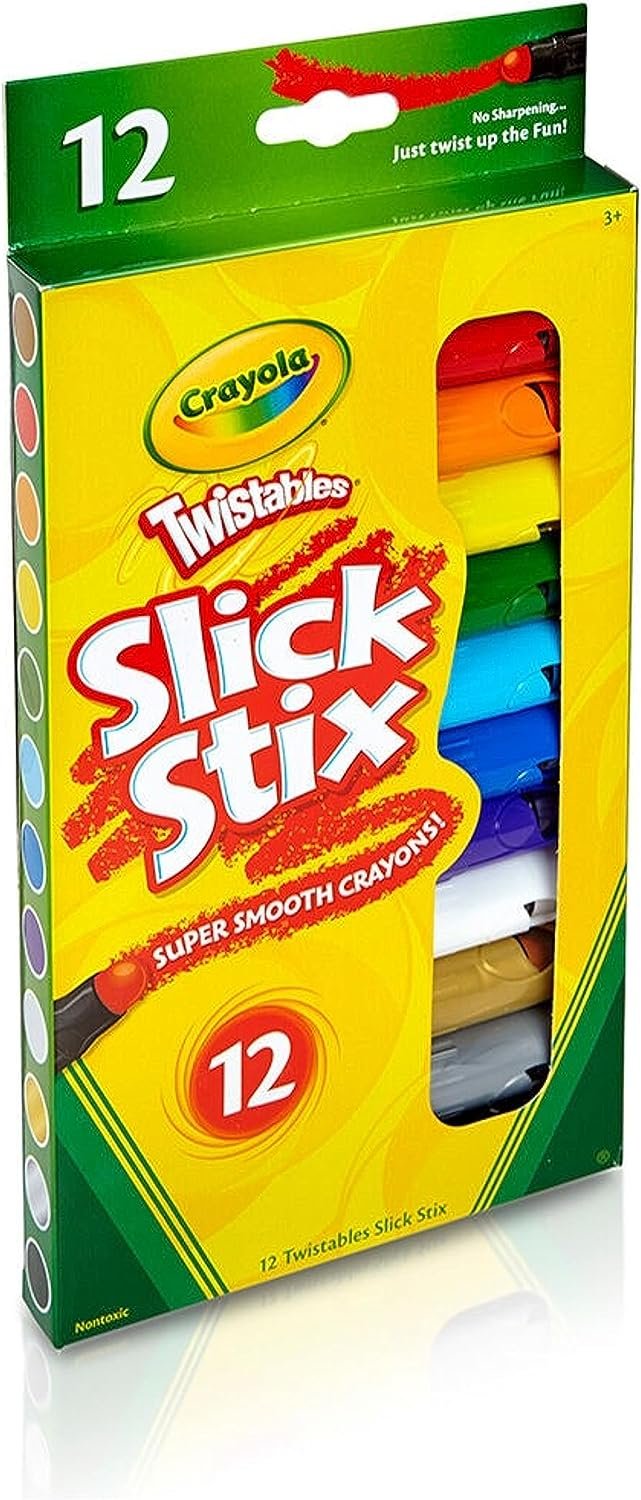 Crayola Twistables Slick Stix Crayons, 12 Count, Oil Pastel Alternative, Ages 3 & Up, Assorted