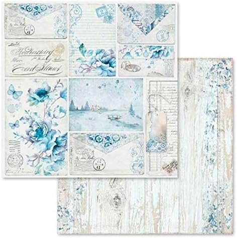 Stamperia International KFT Block 10 Sheets - Double Face Blue Land, 30.5 x 30.5 (12" x 12"), Multicoloured