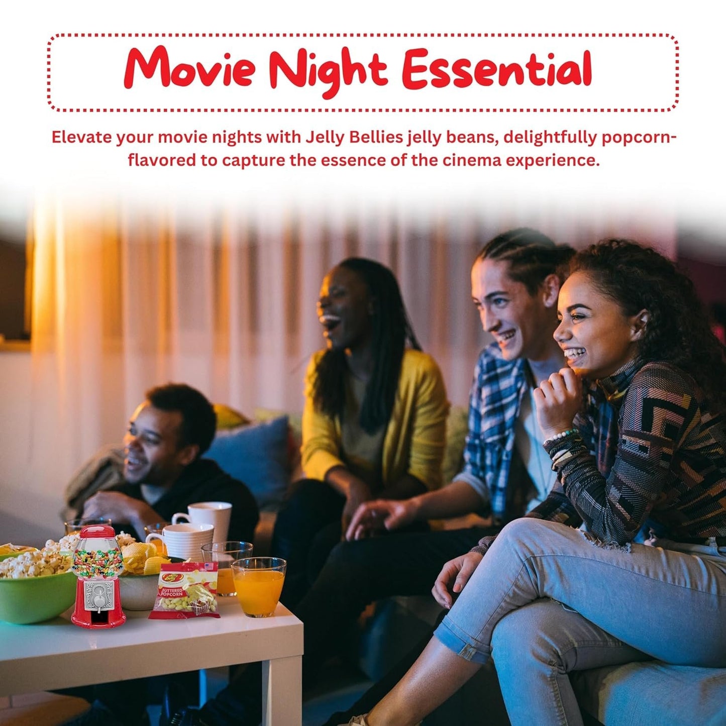 Jelly Belly Buttered Popcorn Jelly Beans (3pack 1.9oz) Mini Gumball Machine for Jelly Belly Dispenser(5"x3.5"x3.5") - Mini Candy Machine for Desk or Countertop