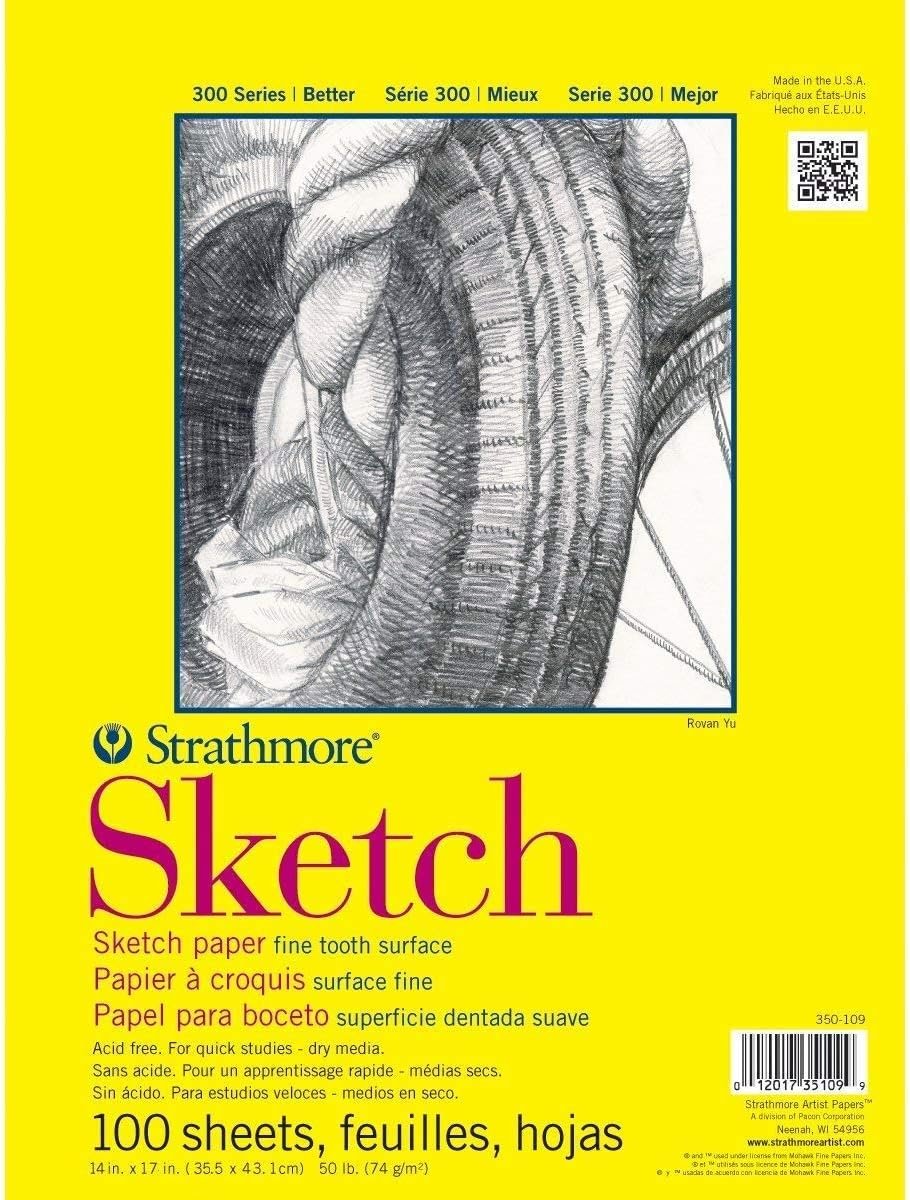 Strathmore 350-14 300 Series Sketch Pad, 14"x17" Wire Bound, 100 Sheets