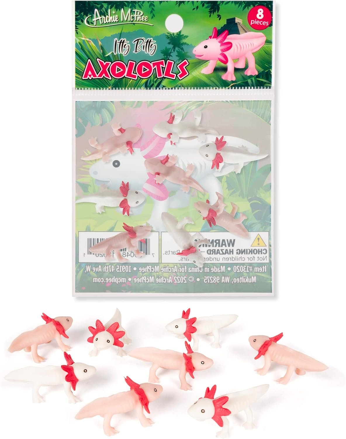 Accoutrements Archie McPhee Itty Bitty Axolotls 8 Pack