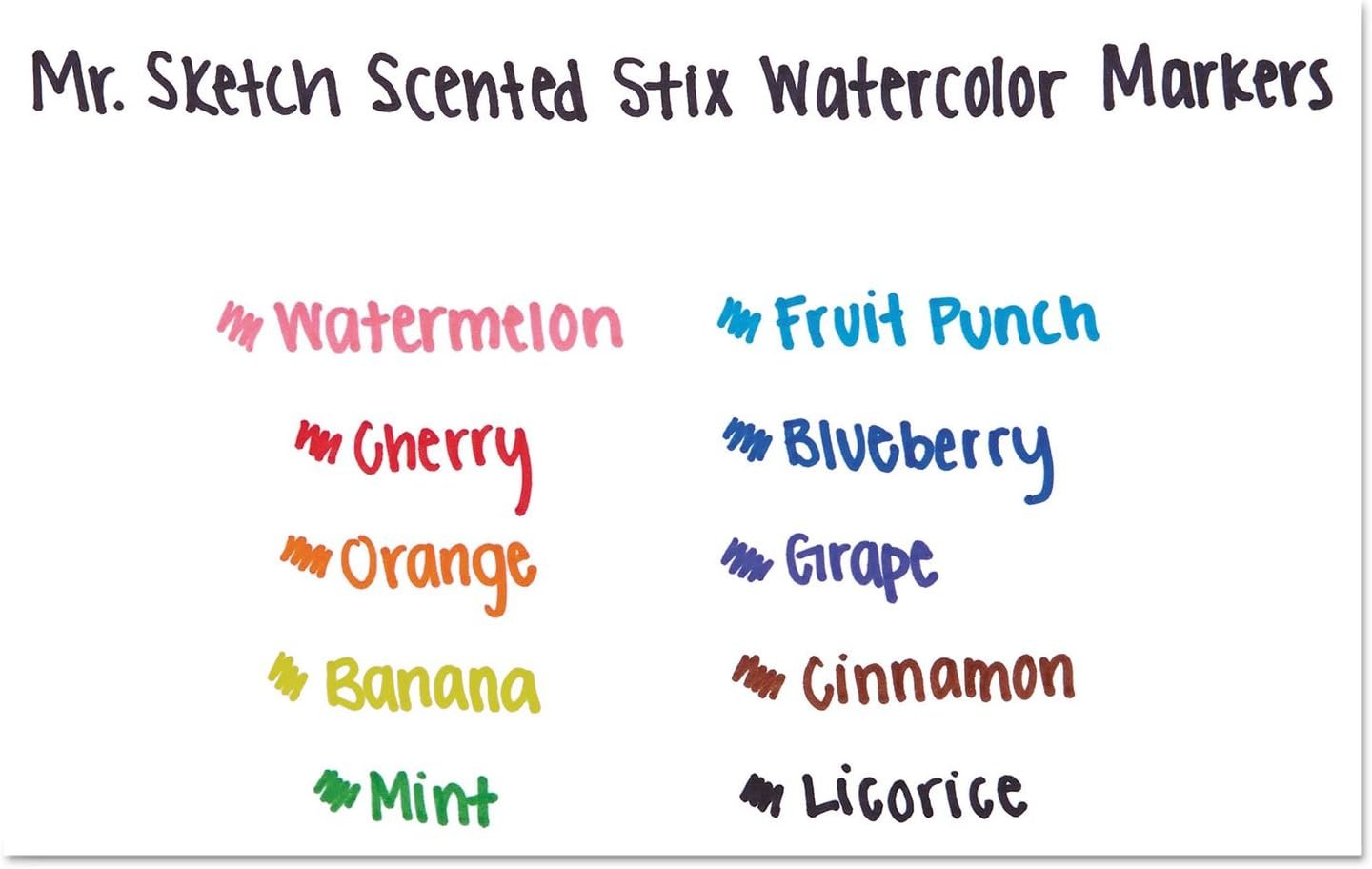Mr. Sketch 1905313 Scented Stix Watercolor Markers, Fine Point, 10/Set