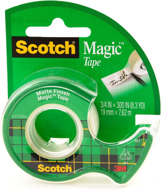 Scotch 3M Magic Tape with Dispenser, 3/4" x 300"
