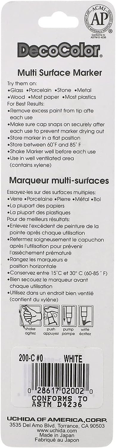 UCHIDA 200-C-0 Marvy Deco Color Fine Point Paint Marker, White