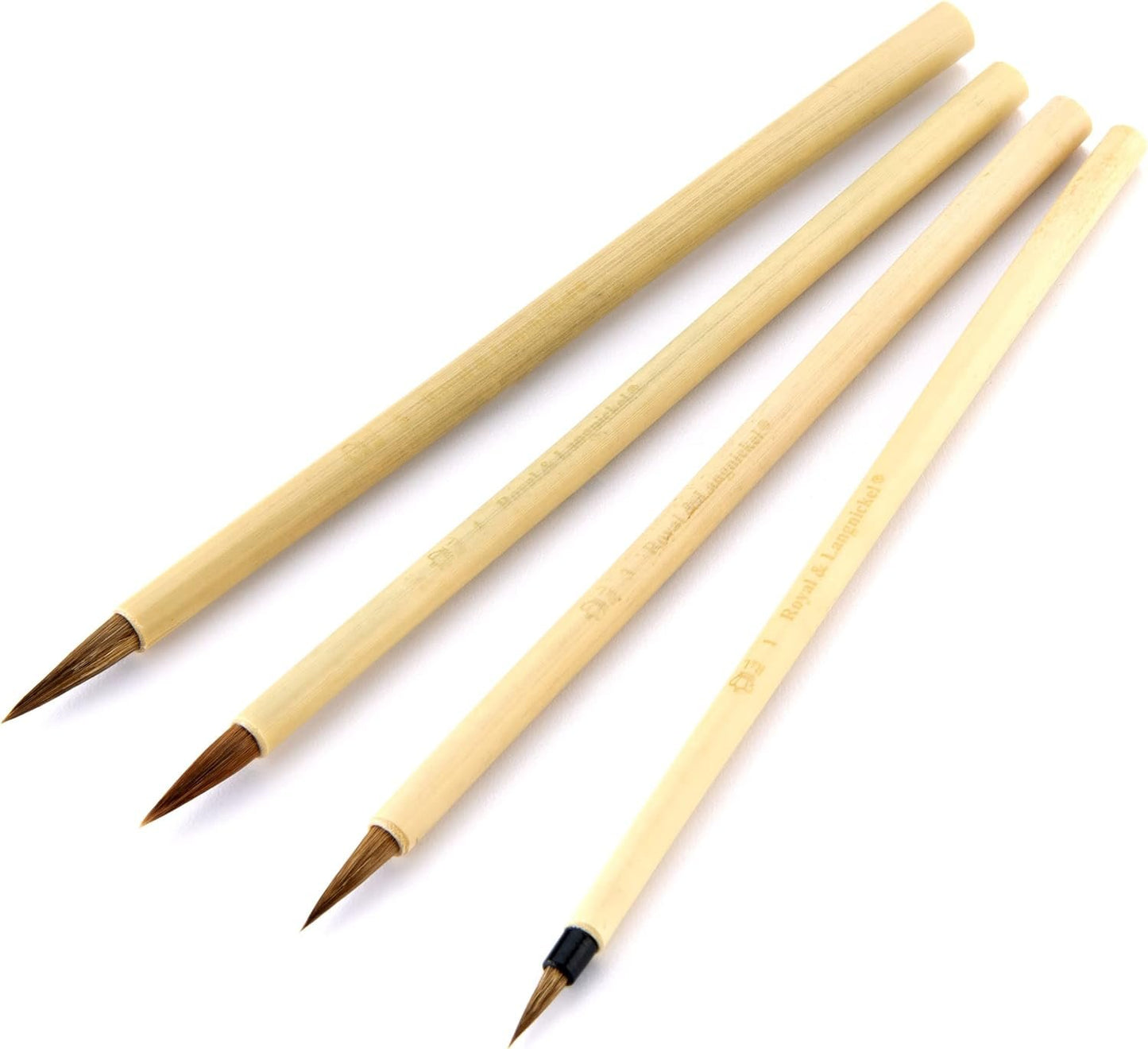 Royal & Langnickel RSET-9149 Royal Zip N' Close Brown Bamboo 4-Piece Brush Set, 10.5 x 2.9 x 0.5
