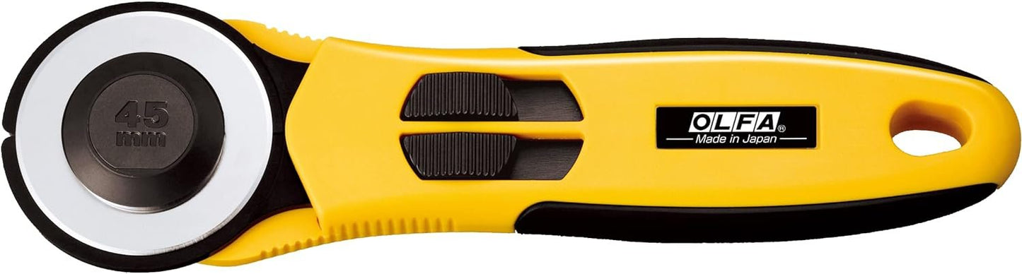OLFA 45mm Quick-Change Rotary Cutter (RTY-2/NS) - Rotary Fabric Cutter w/ Split Blade Cover for Crafts, Sewing, Quilting, Replacement Blade: OLFA RB45-1