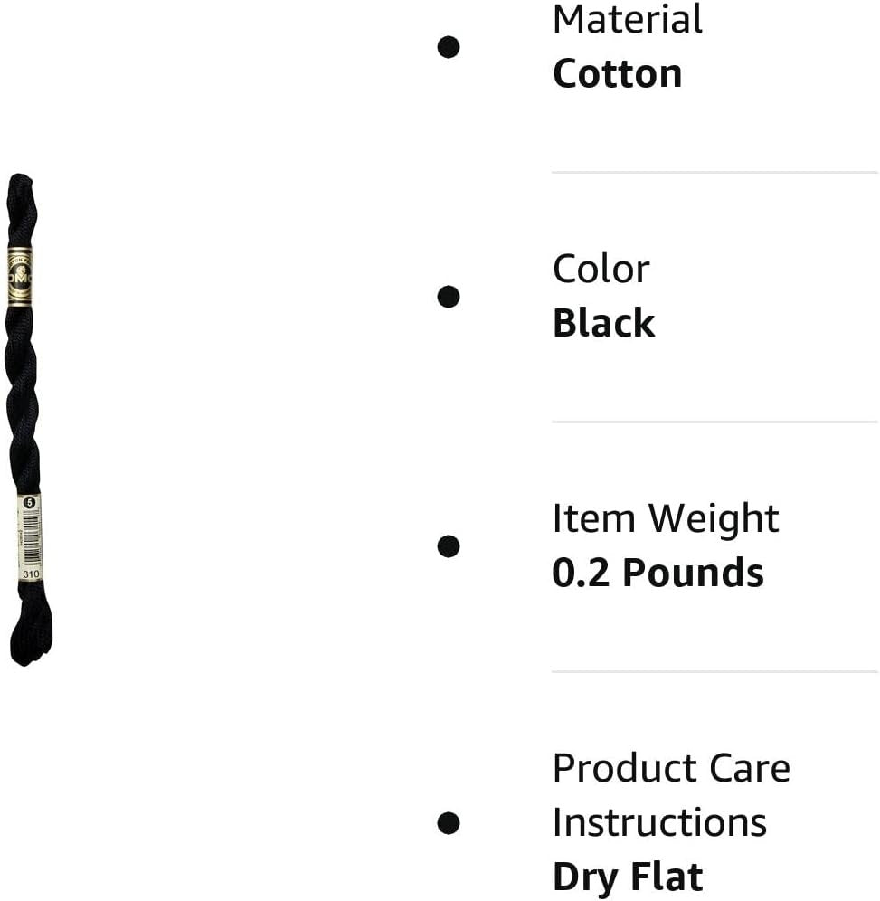 DMC Pearl Cotton Skein Size 3 16.4yd, Black