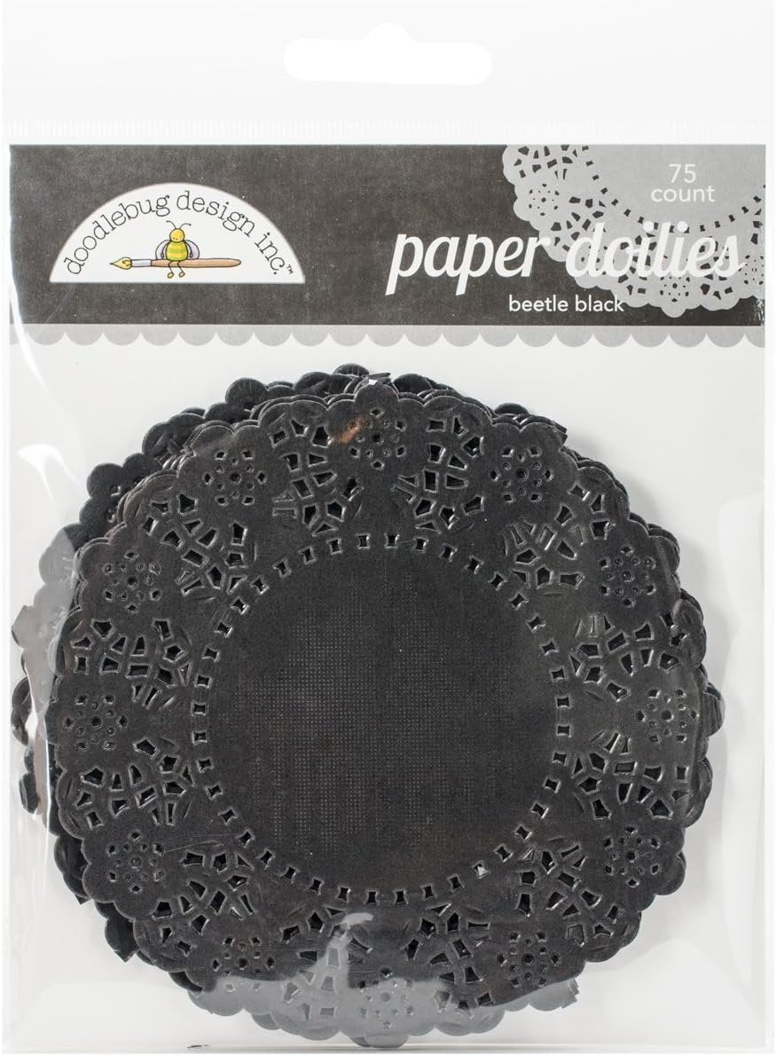 Doodlebug Doilies, 4.5-Inch, Beetle Black, 75-Pack (DD-4462)