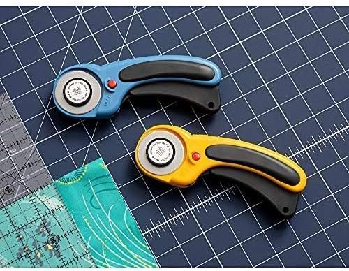 OLFA 45mm Ergonomic Rotary Cutter (RTY-2/DX) - Rotary Fabric Cutter w/ Blade Cover & Squeeze Trigger for Quilting, Sewing, Crafts, Replacement Blade: OLFA RB45-1H
