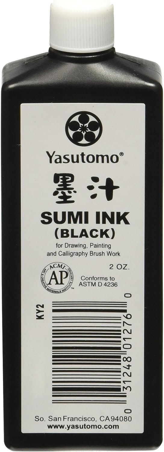 Yasutomo Sumi Ink Japanese Bokuju Black 2 oz