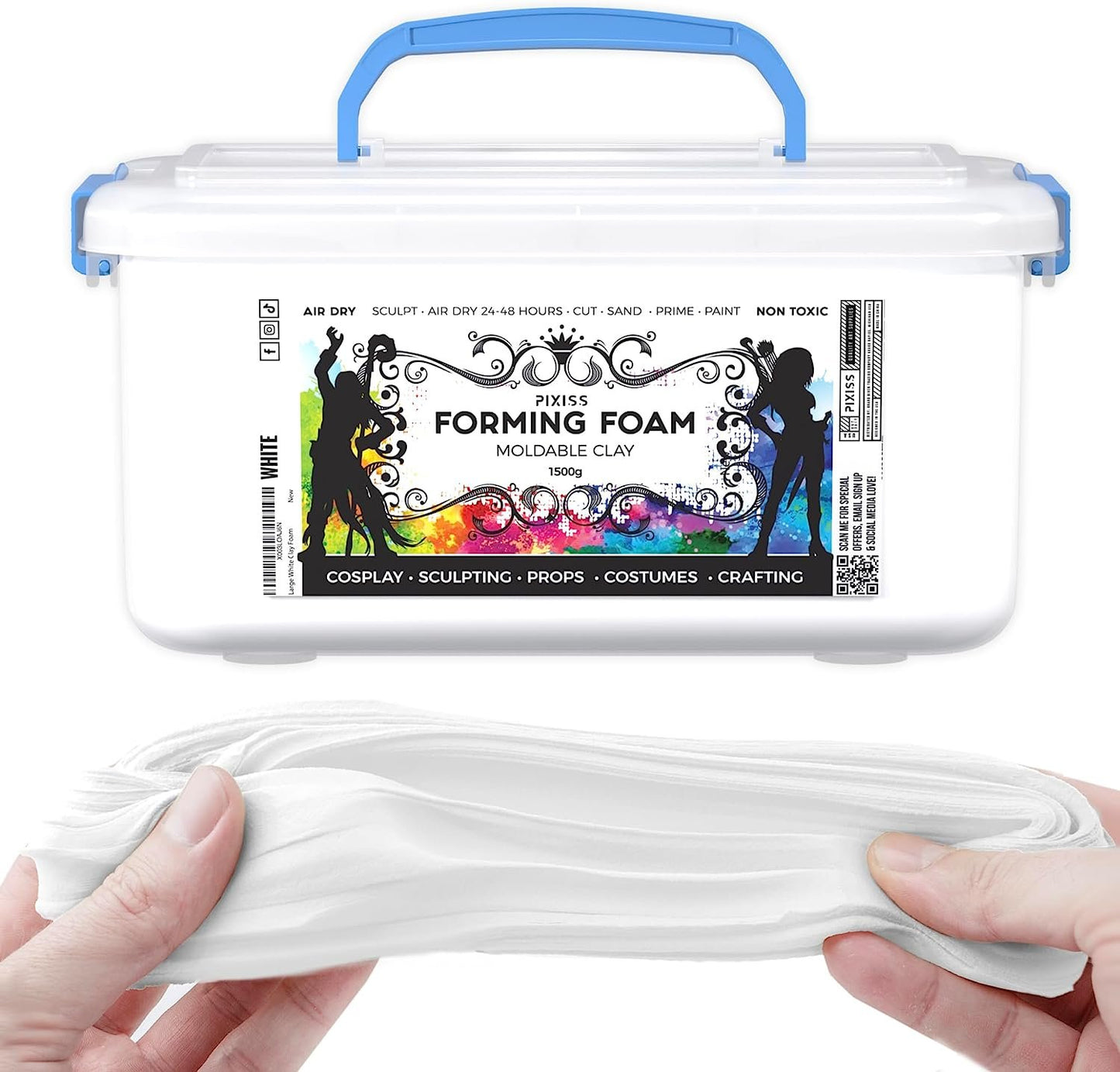 Pixiss Modeling Foam Clay - Premium Foam Air Dry Clay Cosplay Foam, 1500 Gram