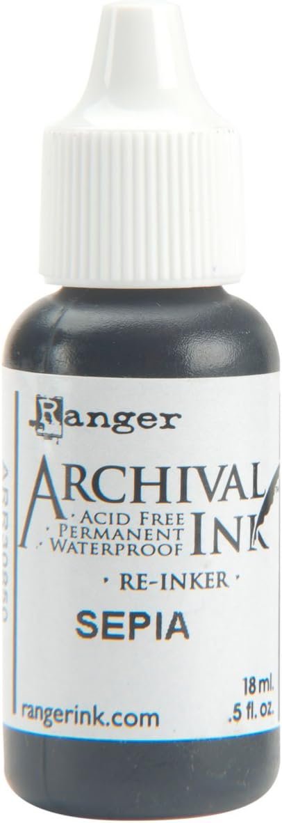 Ranger Archival Pad Reinker .5oz, Sepia